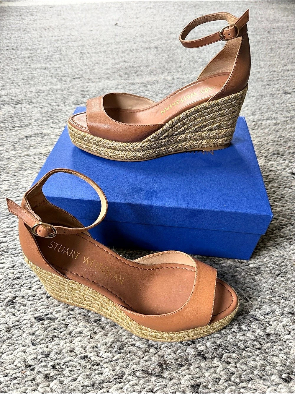 Stuart Weitzman Nudista Espadrille Wedge Sandal Sandals Brown US 9